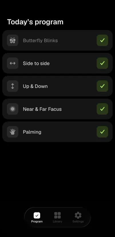 Daily Program screen in Eye Well